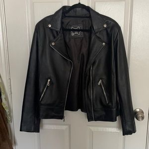 100% black genuine super soft leather jacket